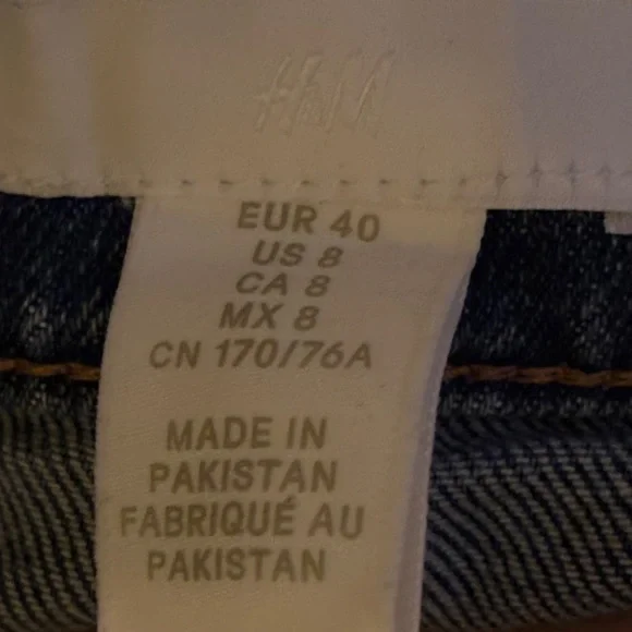 H&M Blue Denim Straight Leg Jeans Size 8 - Picture 5 of 5